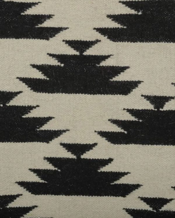 Aztec Hand Woven Kilim Dhurrie Wool Rug Ethnic Patterns | Black| 5 x 8 Feet Online Sale