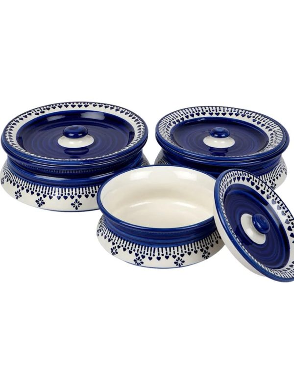 Blue Abstract Printed Ceramic Casseroles with Lid Cheap