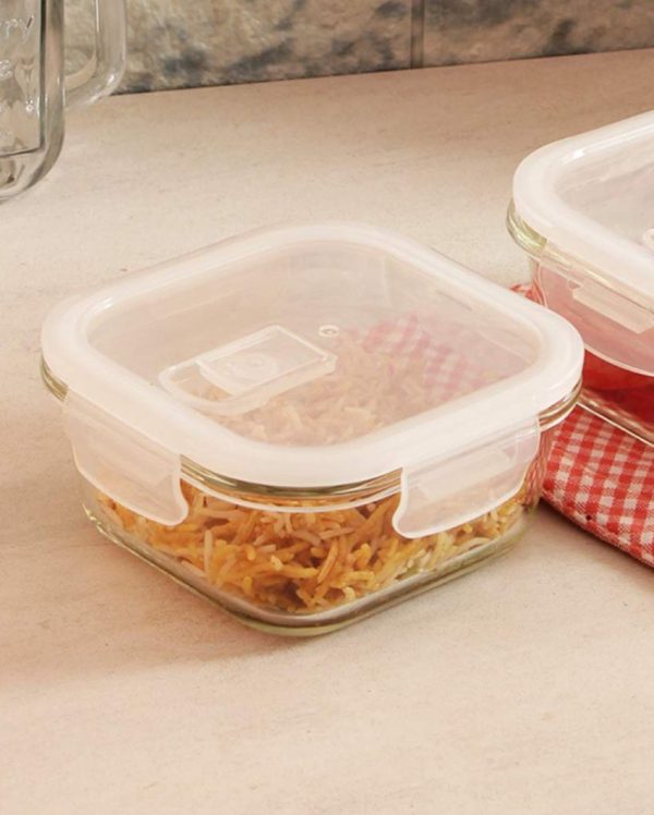 Asty Square Glass Microwave Safe Food Storage Container with Air Vent Lid | 1200ml For Discount