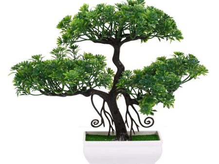 Beautiful Green Artificial Bonsai Plant with Plastic Pot | 7 inches For Cheap