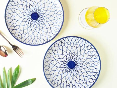 Blue Chakra Ceramic Dinner Plates | Set of 2 | 10 Inches Hot on Sale