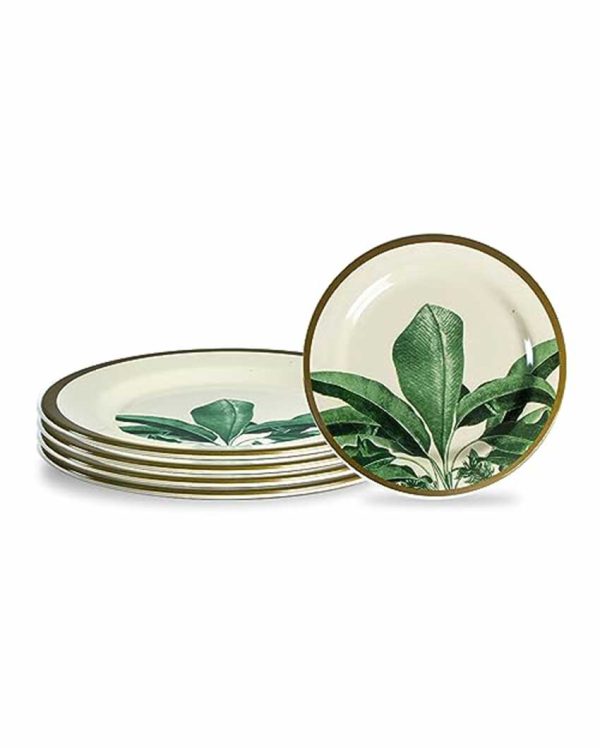 Biodegradable Green Leaves Bamboo Dinner Plates | Set Of 5 For Cheap