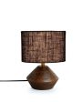 Black Jute Table Lamp with Wood Natural base | 7x12 inches For Sale