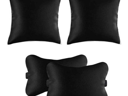 Faux Leather 2 Car Pillows & 2 Neck Rest Cushions Sale