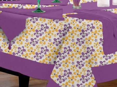 Flowers Shadow Printed 12 Seater Cotton Table Cover Linen Set | Set of 1 Table Cover, 1 Table Runner, 12 Napkins Online