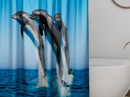 Dolphin Printed Polyester Waterproof Shower Curtains | 6 X 6.5 Ft Online Hot Sale