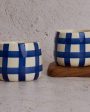 Blue Big Ghingham Checkered Mugs  | 450ml | Set Of 2 Online now