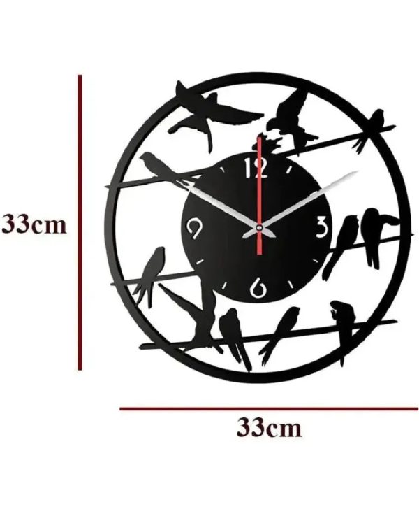 Birds on Wire Wooden Wall Clock Hot on Sale