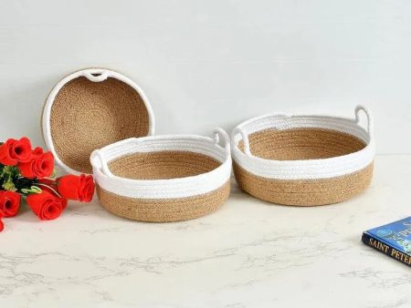 Combo Jute Tiny Round Basket | Set of 3 For Cheap