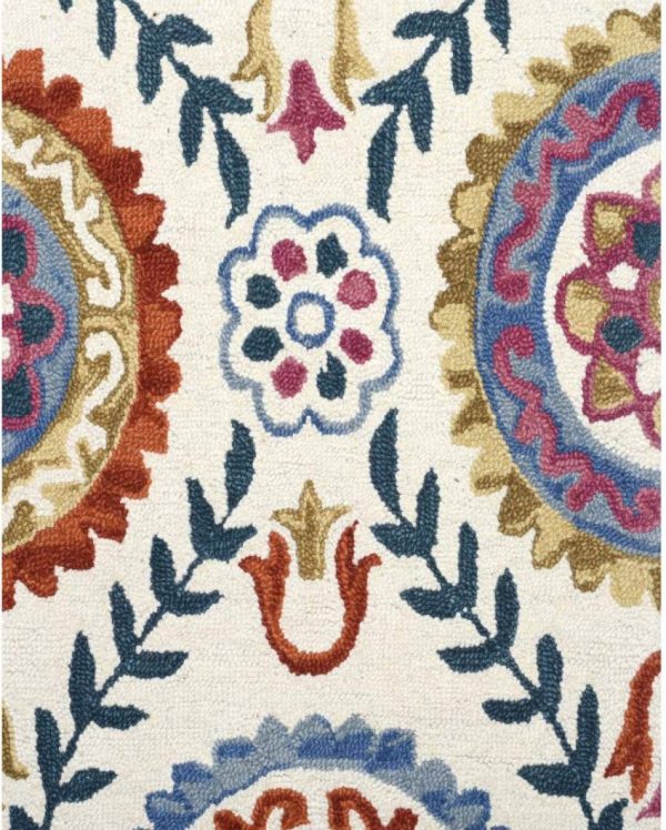 Artistic Suzani Hand Tufted Wool Carpet Unique Patterns | 5 x 8 Feet Discount