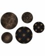 Black Golden Floral Design Ceramic Decorative Wall Plates | Set of 5 Supply