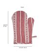 Pink Stiped Cotton Apron with Kitchen Towel, Gloves & Pot Holder Supply