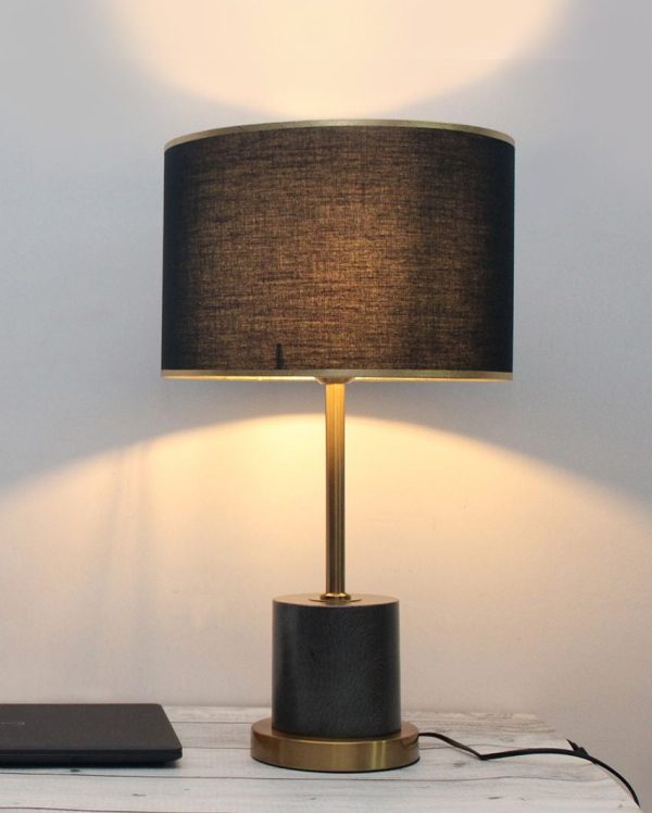 Antique Dark Finish Metal Table Lamp With Marble Base Design Online