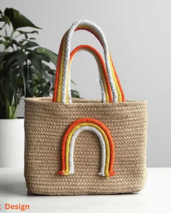 Jute Rainbow Handbag | 10 x 7 x 5 inches Online Hot Sale