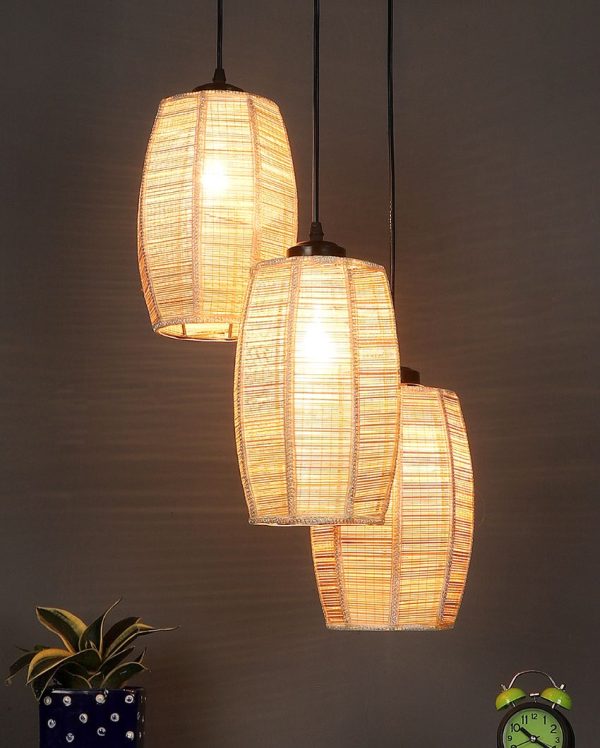 Bamboo Round Dholak Cluster Hanging Lamp Sale