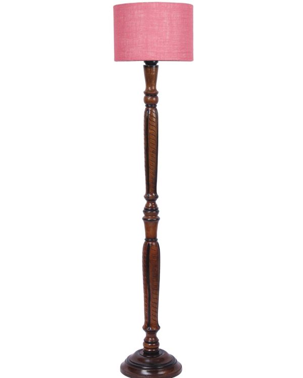 Mid Century Design Jute Shade Wooden Floor Lamp | 12 X 57 inches on Sale