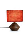 Orange Jute Table Lamp with Wood Natural base | 7x12 inches Supply