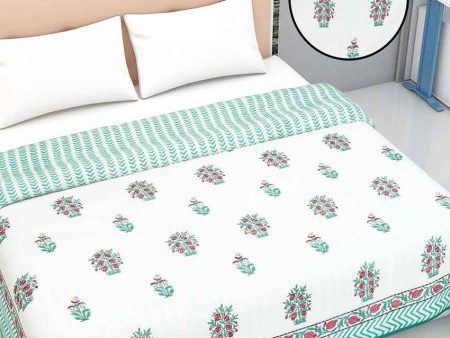 Anar Bouquet Block Printed Cotton Dohar | Double Bed | 108 X 84 inches on Sale