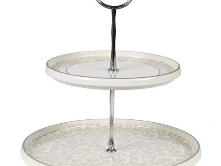 Winter Garden Porcelain 2 Tier Snack Plate For Cheap