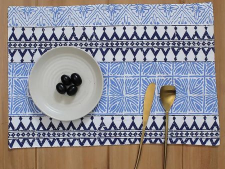 Blue Alankaar Cotton Placemats | Set Of 2 For Sale