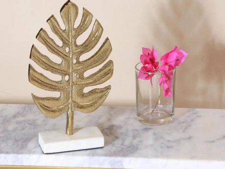 Big Gold Leaf Sculpture with Marble Base Decor Object | 6 x 2 inches on Sale