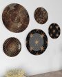 Black Golden Floral Design Ceramic Decorative Wall Plates | Set of 5 Supply