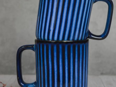 Blue Saga Coffee Ceramic Mugs | Set of 2 | 260 ml Cheap