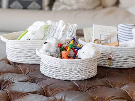 Multi Purpose Oval Cotton Storage Baskets | Set of 3 Supply