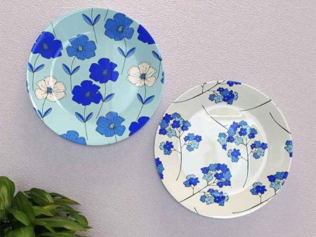 Beautiful Floral Design Ceramic Decorative Wall Plates | Set of 2 Hot on Sale