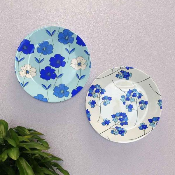 Beautiful Floral Design Ceramic Decorative Wall Plates | Set of 2 Hot on Sale