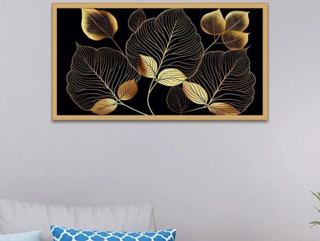 Sleek Modern Golden Leaves Canvas Wall Painting Discount