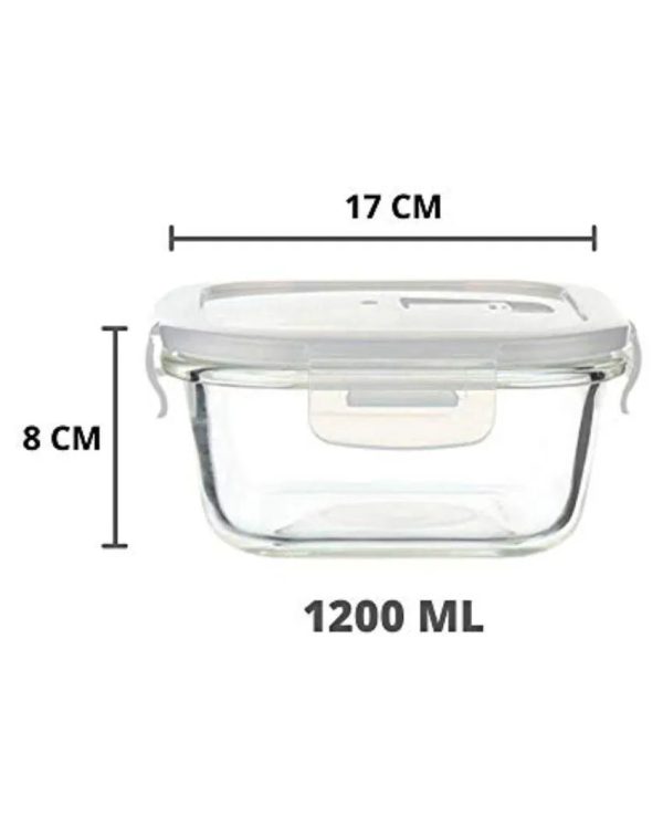 Asty Square Glass Microwave Safe Food Storage Container with Air Vent Lid | 1200ml For Discount