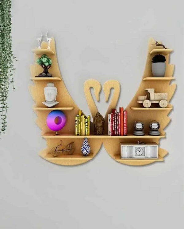 Beautiful Loving Swan Backlit Designer Wooden Wall Shelf | 32 x 27 inches Discount