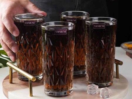 Elevated Etched Highball Glasses | Set of 4 | 340 ML For Sale