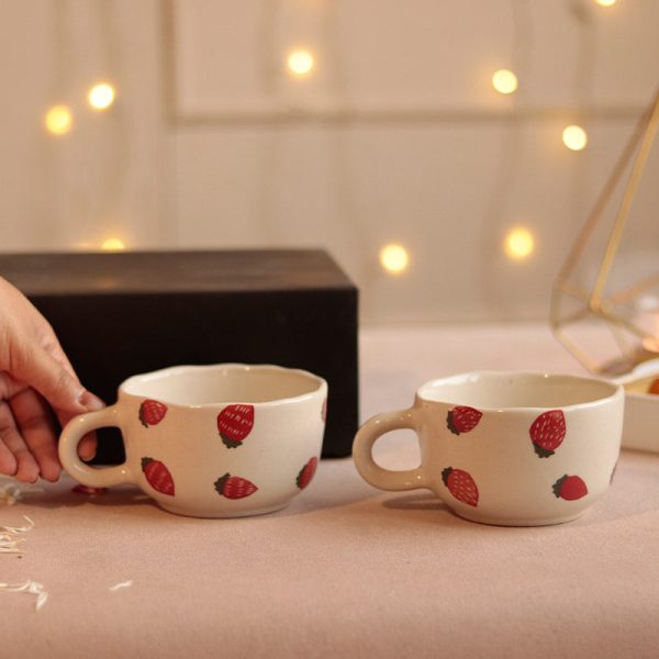 Strawberry Printed Cups Set | Set of 2 | Gift Box Online Sale