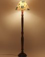 Florals Cotton Conical Wooden Floor Lamp | 14 X 56 inches For Discount