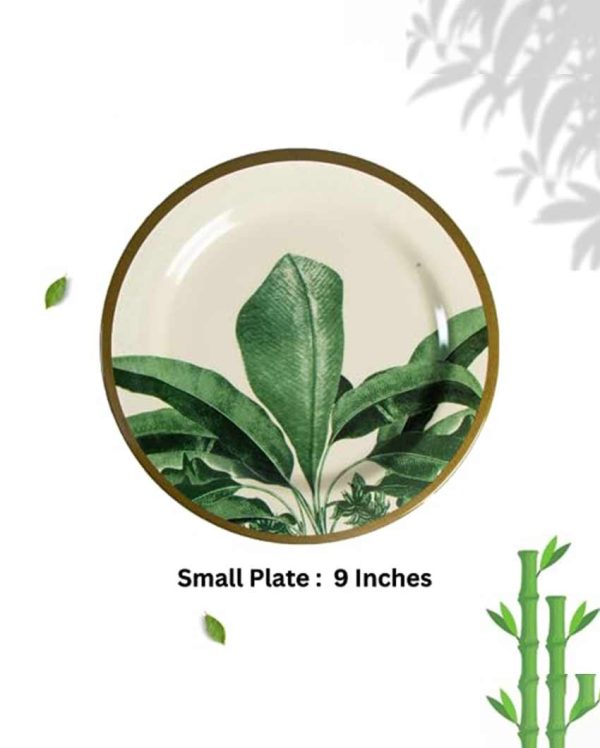 Biodegradable Green Leaves Bamboo Dinner Plates | Set Of 5 For Cheap