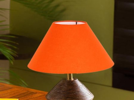 Orange Cotton Table Lamp with Wood Natural Base | 10x12 inches Online now