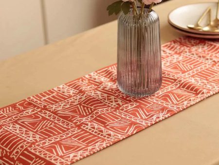 Aztec Geometric Orange White Table Runner | 72 x 12 inches Discount