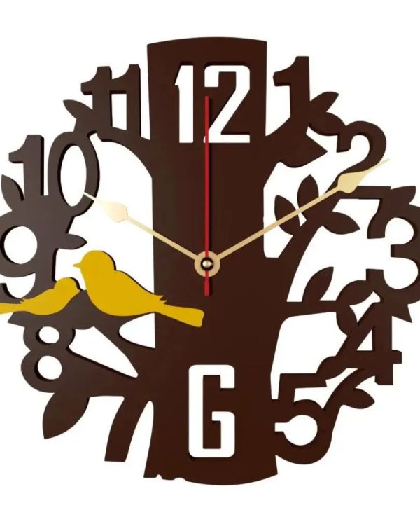 Avian Serenity Wooden Wall Clock Bird Amidst the Branches Fashion