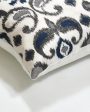 Blue Grey On White Cotton Cushion Covers | 16 x 16 inches Online Sale