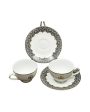 Grey Legacy Porcelain Tea Cup & Saucer | Set of 12 For Sale