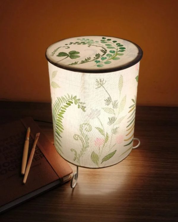 Cylinder Ferns Shaded With Lid Cotton Table Lamp Discount