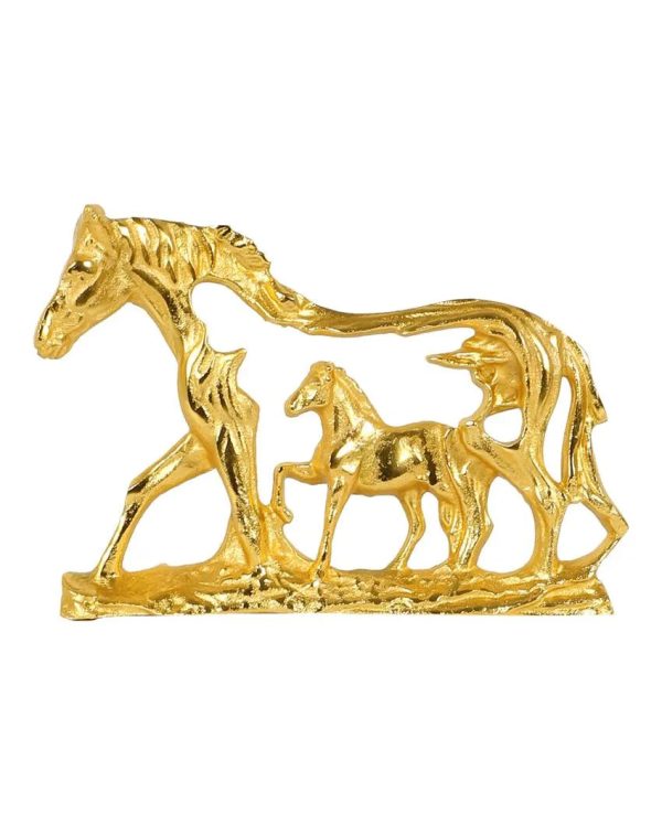 Horse Figure Aluminium Table Décor | Gold | 12 x 8 inches Fashion