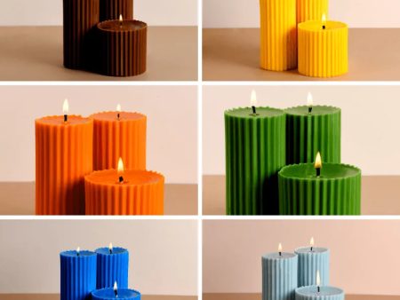 Scented Pillar Candle 2 Tall & 1 Short | Multiple Fragrances | Set of 3 Hot on Sale