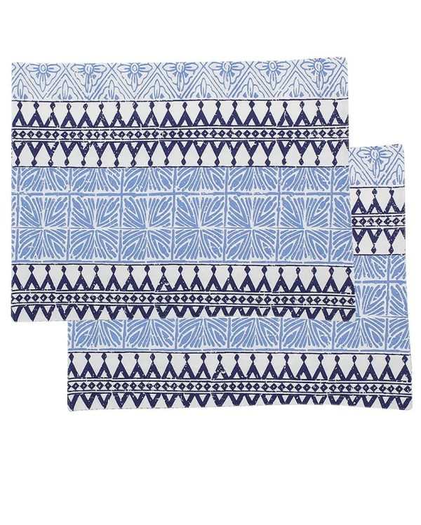 Blue Alankaar Cotton Placemats | Set Of 2 For Sale