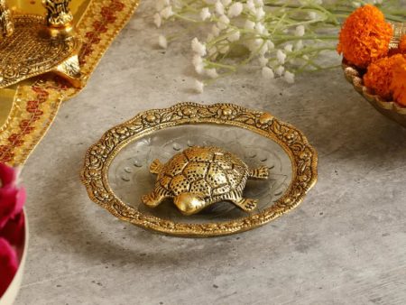 Turtle on Glass Plate Vastu Statue | Pack of 1 | 5 inches For Cheap