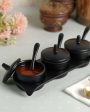 Black Melamine Jar With Spoon And Tray Set  | Set of 7 Hot on Sale