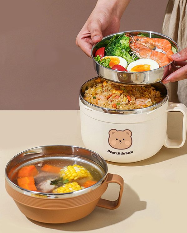 Bear Dual Handle Soup & Noodles Lunch Box with Cover Online Hot Sale