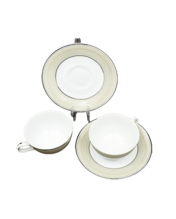 Shine Platin Porcelain Tea Cup & Saucer Set | Set of 6 Sale